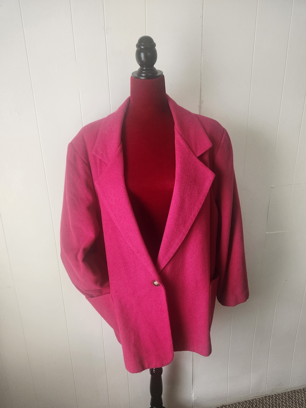 Women's Hot Pink Oversized Single-Button Blazer